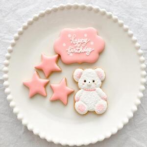 お誕生日クッキー〈くまさん〉 ピンク merry.cooking【数字:1】