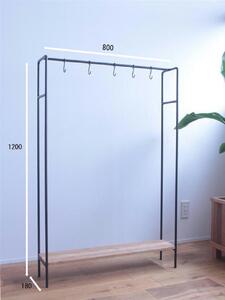 アイアンのハンガーラックMサイズ(オーク棚板付き)