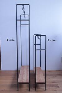 アイアンのハンガーラックMサイズ(オーク棚板付き)