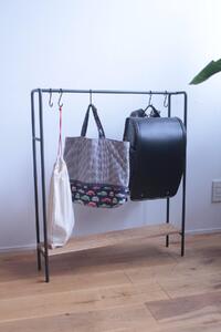 アイアンのハンガーラックSサイズ(オーク棚板付き)