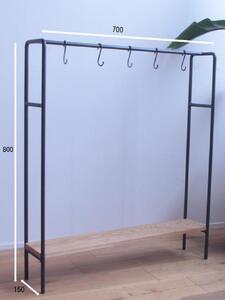 アイアンのハンガーラックSサイズ(オーク棚板付き)