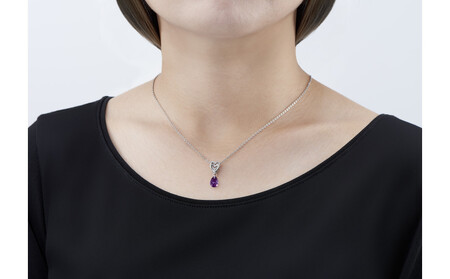 PD7-3-2 Wハート「キュービックジルコニア磁気」アメジストカラー