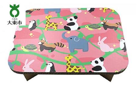 ＃ｔａｂｌｅ　どうぶつさんたち（ぴんく）　超軽量 組立式ダンボール製テーブル