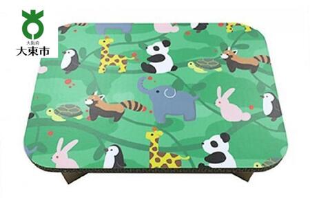 ＃ｔａｂｌｅ　どうぶつさんたち（みどり）　超軽量 組立式ダンボール製テーブル