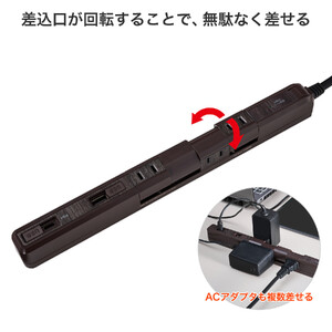 スリム回転ＵＳＢタップ　ＰＤ２０Ｗ　WB-SL4222SUC(WD)