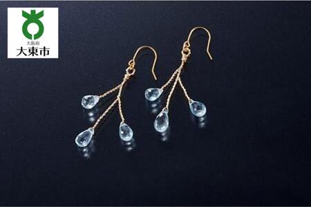 101911-3　ブルートパーズ「金張ピアス」Ｋ１４ＧＦ