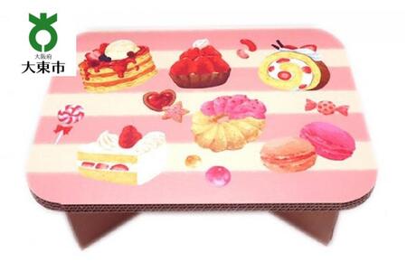 ＃ｔａｂｌｅ　スイーツ（ぴんく）　超軽量　組立式ダンボール製テーブル　