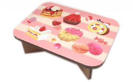 ＃ｔａｂｌｅ　スイーツ（ぴんく）　超軽量　組立式ダンボール製テーブル　