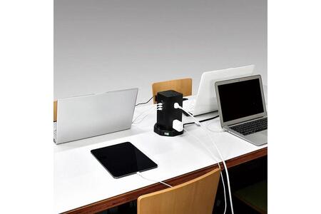 電源タップ 雷ガード USBタワー型集中スイッチ付タップ USB×4ポート 12個口2m WBS-TW1204USB(BK)