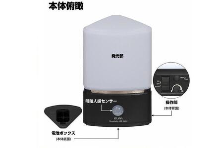 もてなしライトコーナー形　電球色・白色　人感センサー　電池式　HLH-2202