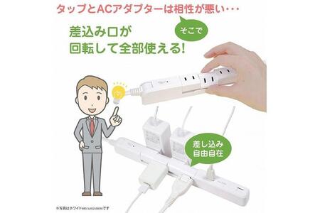 電源タップ　耐雷サージ　USBポート付き回転式電源タップ　ブラウン　木目調　USB×2ポート　4個口2ｍ　WBS-SL402USB(WD)