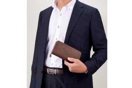 M2207-1 栃木レザー 「硬派な紳士の ラウンド財布 」 チョコ