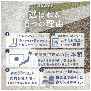 やわらか洗えるキッチンマット 50×240cm グレー(suave)【1504474】