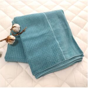 【シングル】オーガニックコットンタオルケット(145×190cm)ターコイズ　OH-5774-TA【1417233】