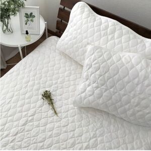 【ダブル】艶やかリネン100%敷パッド(140×205cm)ホワイト LIN-3W-WH【1421178】