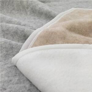 【ひざ掛サイズ】洗えるウールとコットンのリバーシブルブランケット　グレー　KK-117H　GY【1433654】