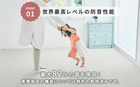 最大82%の音をカットする防音タイルカーペット「防音専科」8枚セット ホワイト【1482890】
