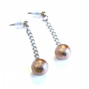 コットンパールピアス・チェーンタイプ(8mm・ローズブラウン)【1518172】