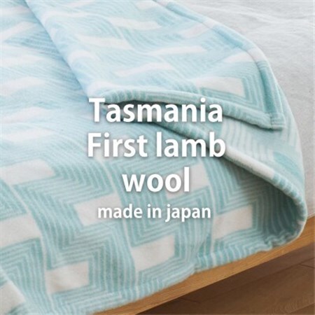 【シングルサイズ】洗えるタスマニアラムウール混毛布 140×200cm グリーン OTW-S【1555457】