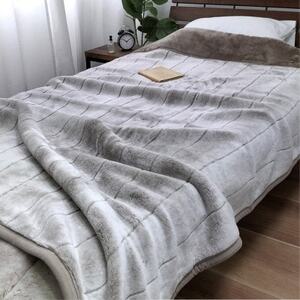 【シングル】吸湿発熱リッチファー2枚合わせ毛布 ベージュ1枚 JY-2401-BE【1560994】