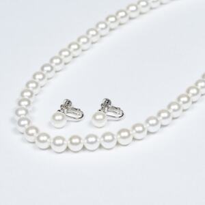 《いずみパール》貝パール8mmネックレス・イヤリング2点セット(ホワイト)簡易箱付(AN161)【配送不可地域：沖縄県】【1555416】