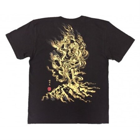 手描きTシャツ 仏画 蔵王権現 黒 (半袖 XLサイズ)【1614970】
