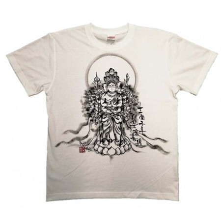 手描きTシャツ 仏画 十一面千手観音 白 (半袖 Lサイズ)【1615160】
