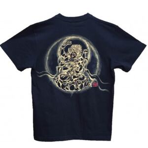 手描きTシャツ 仏画 愛染明王 黒 (半袖 XLサイズ)【1615503】