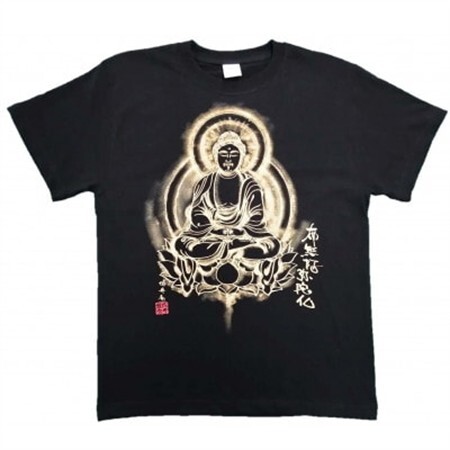 手描きTシャツ 仏画 阿弥陀如来 黒 (半袖 Lサイズ)【1615554】 10,360円