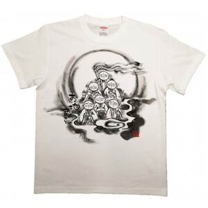 手描きTシャツ 仏画 六地蔵 白 (半袖 Lサイズ)【1615564】