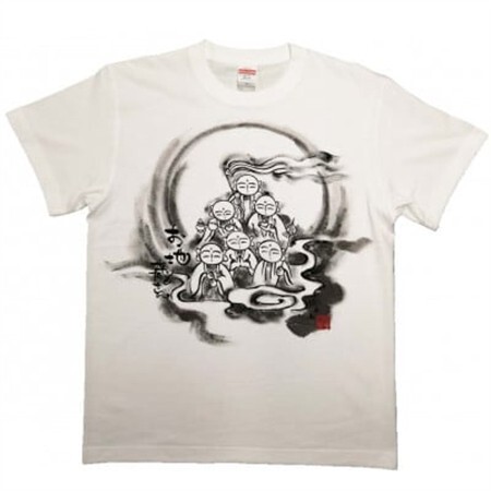 手描きTシャツ 仏画 六地蔵 白 (半袖 XLサイズ)【1615567】