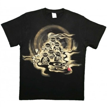 手描きTシャツ 仏画 六地蔵 黒 (半袖 Mサイズ)【1615572】