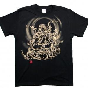 手描きTシャツ 仏画 弁財天 黒 (半袖 XLサイズ)【1615646】