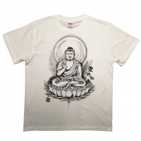 手描きTシャツ 仏画 薬師如来 白 (半袖 Sサイズ)【1615651】