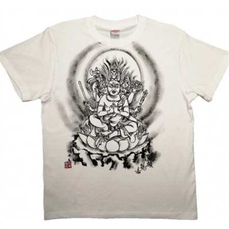 手描きTシャツ 仏画 馬頭観音 白 (半袖 Mサイズ)【1615695】