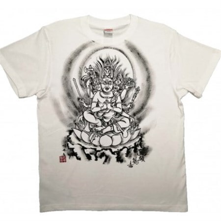 手描きTシャツ 仏画 馬頭観音 白 (半袖 XLサイズ)【1615700】