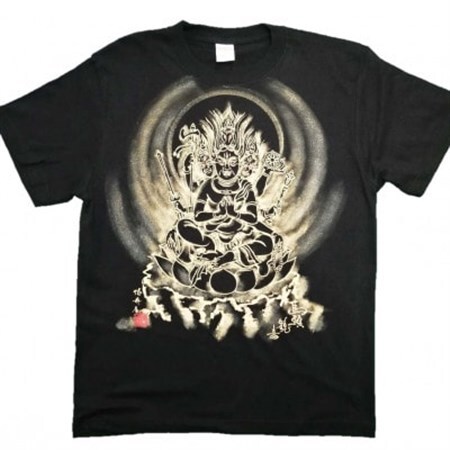 手描きTシャツ 仏画 馬頭観音 黒 (半袖 Mサイズ)【1615706】