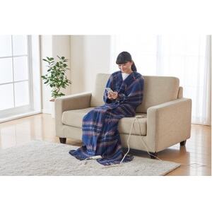 ホットスローケット　(電気ブランケット)　ネイビーブルー(約170×130cm)【1608415】