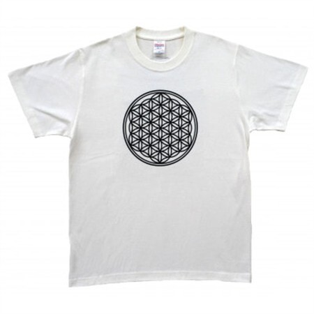 Tシャツ フラワー・オブ・ライフ 麻炭 白 (半袖 150サイズ)【1618289】