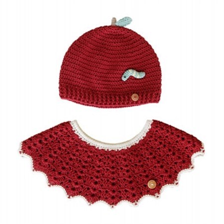 HOPPL(ホップル)手編みニットビブ＆キャップセット(アップル/サイズS)【1626173】