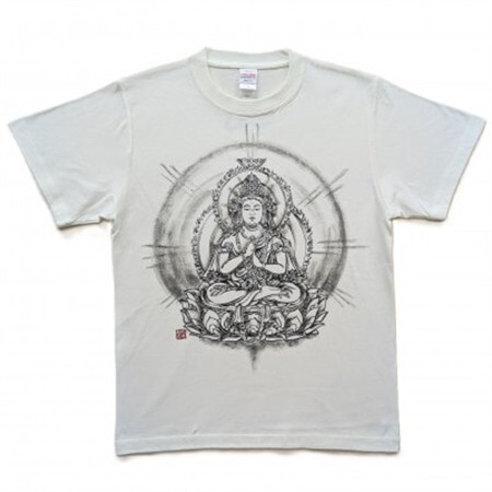 手描きTシャツ 仏画 大日如来 金剛界 白 (半袖 Mサイズ)【1659665】