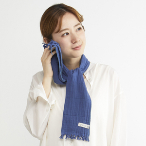 四重織高吸水シャリ感ガーゼ ガーデンスタイルロングマフラータオル 2枚セット カラー ネイビー 大阪府和泉市 ふるさと納税サイト ふるなび