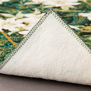 日本製 廊下カーペット 80cm×120cm 【ユリ柄】 滑り止め加工 (グリーン)【1264353】