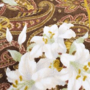 日本製 廊下カーペット 80cm×120cm 【ユリ柄】 滑り止め加工 (ブラウン)【1264586】