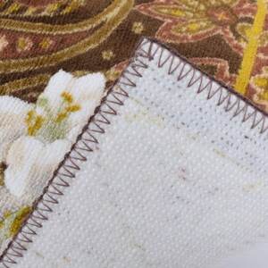 日本製 廊下カーペット 80cm×120cm 【ユリ柄】 滑り止め加工 (ブラウン)【1264586】