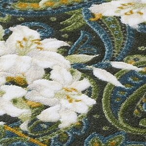 日本製 廊下カーペット 65cm×180cm 【ユリ柄】 滑り止め加工 (グリーン)【1264327】