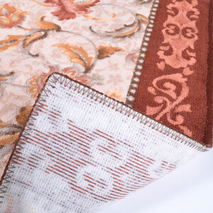 日本製 廊下カーペット 65cm×240cm 【オリエンタル更紗】 滑り止め加工 (エンジ)【1273291】