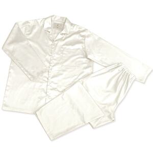 【シングル】プレミアム掛け布団カバー＆パジャマ(男女兼用Sサイズ)2点セット　色:パールホワイト【1215839】