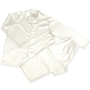 【シングル】プレミアムカバー25cm巾シーツ・掛・枕＆パジャマ(男女兼用Lサイズ)4点セット　色PW【1215954】