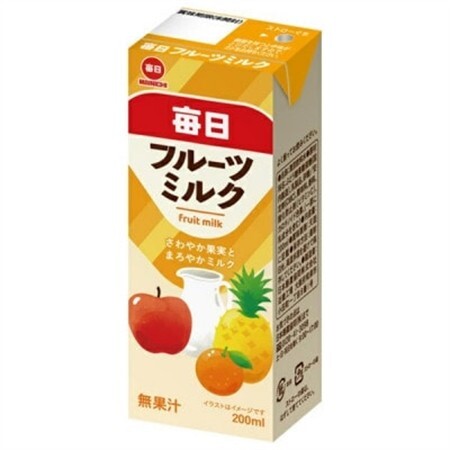 毎日牛乳 毎日フルーツミルク 200ml紙パック×48本入【1282184】
